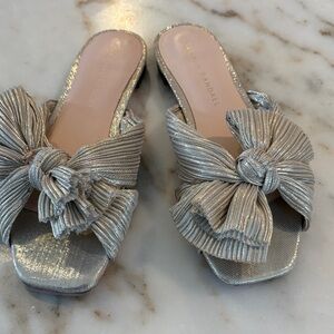 Loeffler Randall Metallic platinum Bow Mules